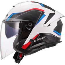 CASCO LS2 JET OF618 VERSO II AIR WHITE BLUE RED VISIERA TRASPARENTE