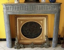 ?Grande Camino in marmo Grigio Bardiglio Antico Epoca Impero 1810 Parigi