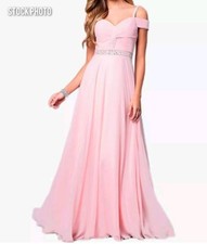 Abito lungo Aofur chiffon rosa