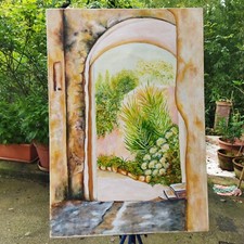 Scorcio di San Cipriano Picentino quadro olio su tela 70x100 cm