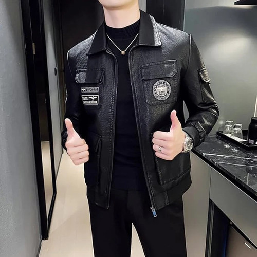 Giacca uomo nera ecopelle