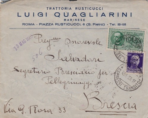 Roma busta intestata 1933 - roma:,