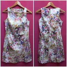 PAOLO CASALINI Vestito abito bianco fantasia floreale colorata Tg S Cotone Cotto