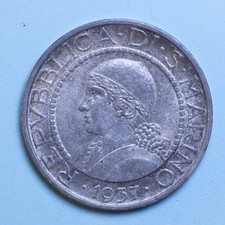 SAN MARINO 5 LIRE 1937 ROMA