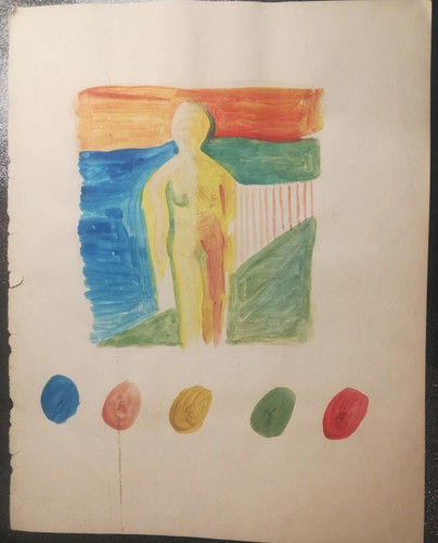 Dipinto naif acquerello - acquerello, su