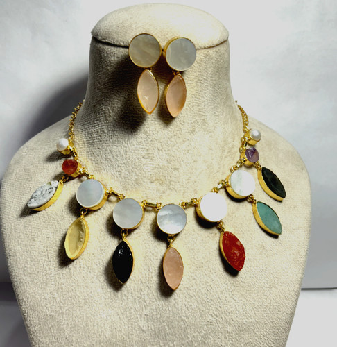 Collana con orecchino pietra - con,