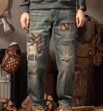 Jeans uomo retrò blu denim