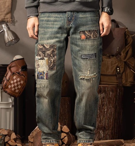 Jeans uomo retrò blu denim