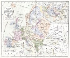Europa 1453 Gutenberg Continente Mappa Litho Selves 1836