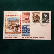 VATICANO 1964 VIAGGIO TERRA SANTA BUSTA PRIMO GIORNO FDC 4 VALORI GOLDEN SERIES