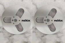 Un paio di bobine di nastro Revox argentate 7'' per registratore a nastro PR-99 A77 B77 G36 ecc