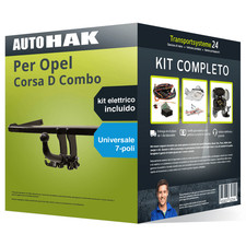 Pacco Gancio traino estr. per Opel Corsa D Combo 12- & e-kit u. a 7 poli NUOVO