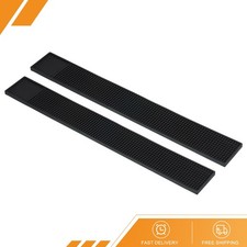2 Pezzi Tappetini da Bar 23,6"x3"x0,5" Antiscivolo Bar Servizio Tazza Tappetino Nero