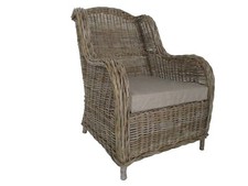 Poltrona Vimini Naturale in Kubo Grigio Rattan CM70X65X45/100H Schienale 100 CM