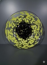 Centrotavola Vetro MURANO 39cm LINEA PIÙ Giallo Nero Artigianale con Certificato