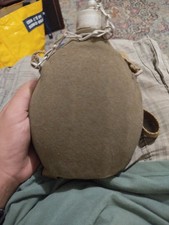 BORRACCIA MILITARE D'EPOCA-USATA-ALLUMINIO FODERATO CON PANNO VERDEMILITARE