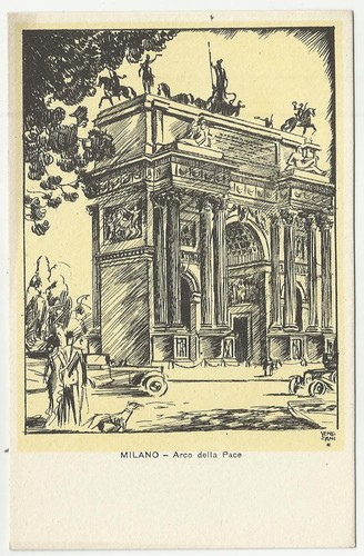 Antica cartolina milano con - milano,