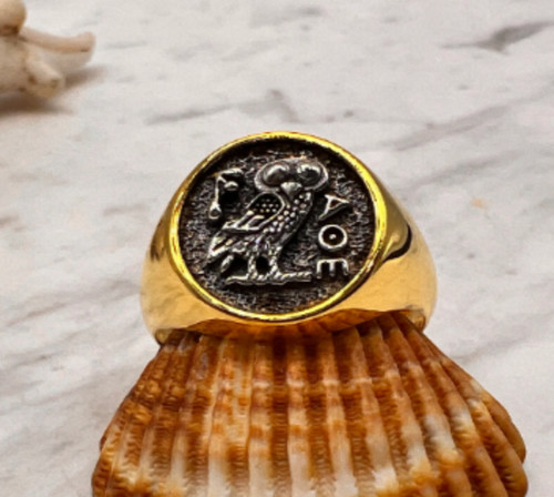 Anello sigillo gufo atena - anello,