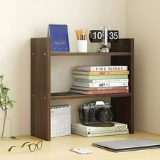 AUSHOPLAH Mensola da scrivania in legno a 2 livelli, minimalista per (w6T)