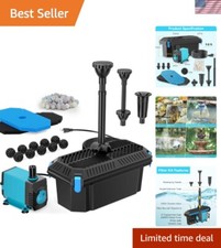 Kit Pompa Filtro Laghetto 660GPH Pulitore Fontana Esterno per Laghetti Pesci Giardino