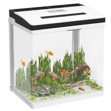 PawHut Acquario 13L Serbatoio Pesci in Vetro con Filtro, Illuminazione LED, Pompa Acqua