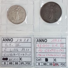 LOTTO 2 MONETE 1911 - V.E. III