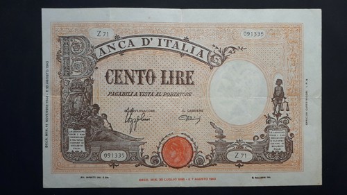 Banconota lire 100 1944 - lire, 11-11-1944