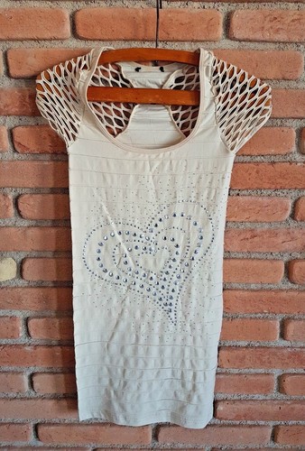 Mini abito traforato beige - mini,
