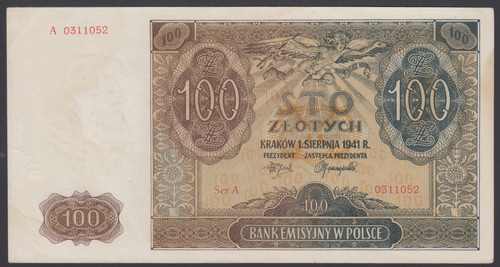 Polonia 100 zlotych 1941 - zlotych, xf+++