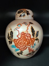 Vaso Potiche Cinese Dipinto A Mano 27cm  Fiori Porcellana  Vintage