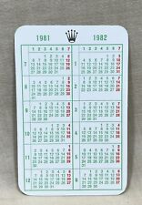 ROLEX 1981 1982 CALENDAR for