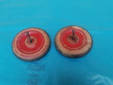 Coppia Di Ruote In Legno Per Giocattoli Vecchi Vintage Antico D'epoca 