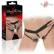 Slip con Pinze Morsetti Labbra Vulva Pearl String with Silicone Clamps