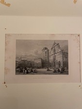 Incisione originale "Piazza del Duomo, Messina" – metà ‘800, Londra