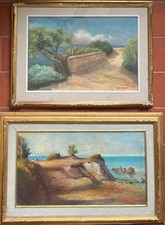 Livorno pittori Paradisi e Liperini  DUE paesaggi marini ad olio firmati con cor