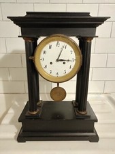 Orologio VIENNA Pendolo Impero a Colonna museale NERO DORATO A FILO  DI SETA