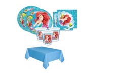 KIT COORDINATO SIRENETTA COMPLEANNO PIATTI BICCHIERI TOVAGLIOLI TOVAGLIA