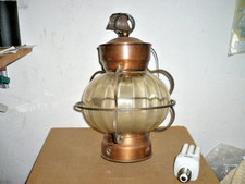 ANTIQUARIATO CASA vecchia LAMPADA da SOFFITTO in FERRO VETRO e RAME AFFARE!