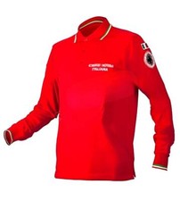 POLO CROCE R. COLORE ROSSA MANICA LUNGA BORDI TRICOLORE DA CAPITOLATO RICAMATA