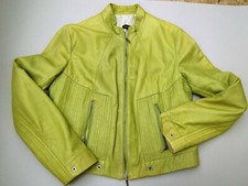 Giubotto sportivo donna vera pelle color verde acido taglia 48 k22