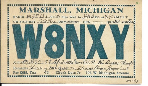 Scheda radio qsl - radio, marshall