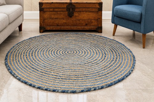 Tappeto juta denim rotondo - tappeto,