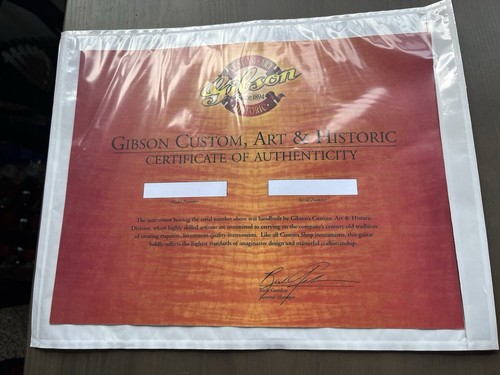 Gibson custom shop certificate - custom,