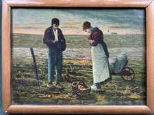 COPIA INIZIO 900 ANGELUS DI MILLET. Olio su tavoletta, cornice piccolo formato