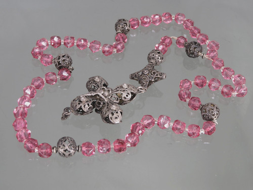 Rosario rosa croce perle - rosario,
