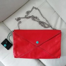 Borsa in pelle Gabs Colore arancione con interno celeste tracolla catena arancio