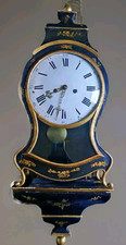 Antico Orologio A Pendolo Con Mensola 1700 Neochateloise In  Lacca Nera E Oro 