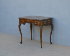 Tavolino scrittoio coiffeuse filettata stile piemontese in noce, metà '900!
