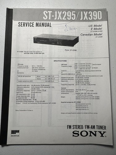 Sony jx295 jx390 fm - sony, st-jx295