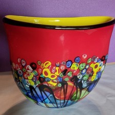 Vaso MURANO con murrine millefiori,  Incamiciato, H. cm 31